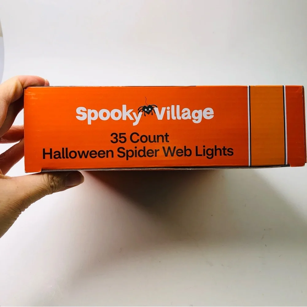 Spooky Village 5' Halloween Orange Spider Web Lights 35 Count Indoor & Outdoor